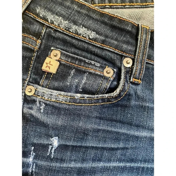 BIG STAR 26L Liv Boot Cut Low Cut Blue Jeans Distressed Whiskered Embroidered - Picture 6 of 16